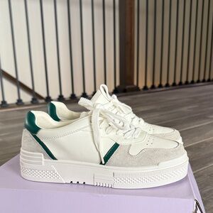 Madden Girl White and Green Sneakers